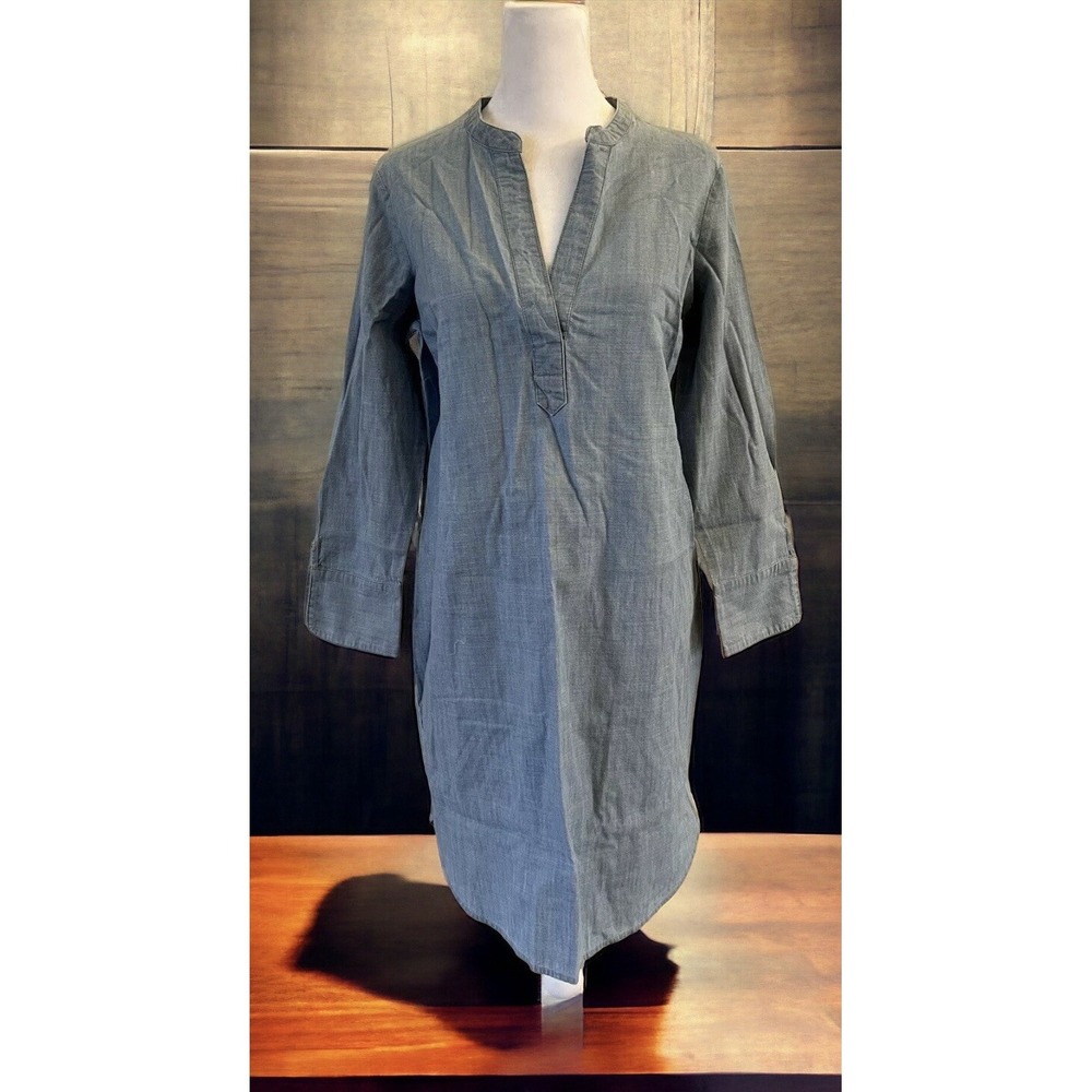 NWT  Vineyard Vines Blue Chambray Tunic Shirt Dress V Neck Coastal Preppy Boho 0